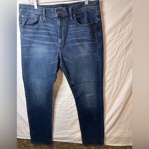 Mens J.Crew Flex Straight Fit Jeans, 34x32 Dark Wash Stretch Denim
